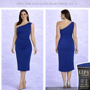 Lipsy One-Shoulder Blue Dress – Size 10